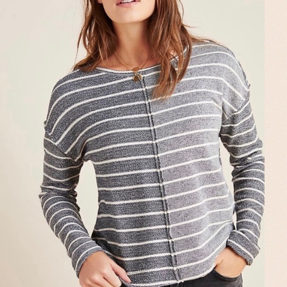 Anthropologie Striped Textured Sweatshirt - Picture 9 of 9